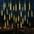thumbnail image 2 of Morttic Meteor Shower Lights Outdoor, 11.8 Inches 8 Tubes 192 LED Snowfall Lights, Waterproof Hanging Falling Rain Lights for Tree Bushes Holiday Party Christmas Decoration,Warm White, 2 of 11