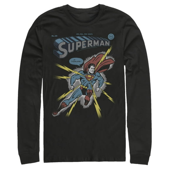 Men's Superman Electrified Long Sleeve Shirt Black Small