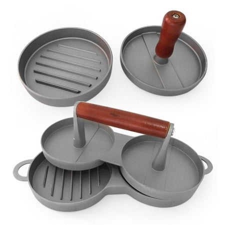 

Tiyuyo Wood Handle Round Hamburger Presser Burger Meat Beef Patty Maker Mold (A)