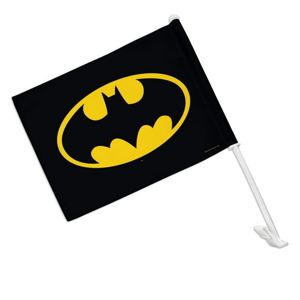 Batman Classic Bat Shield Logo Car Truck Flag with Window Clip On Pole  Holder 
