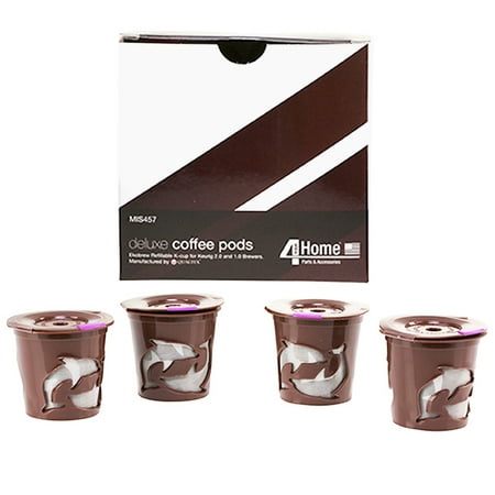 4PK Brown Reusable Eco Refill Coffee Pod Filters Keurig 2.0 K300 K400