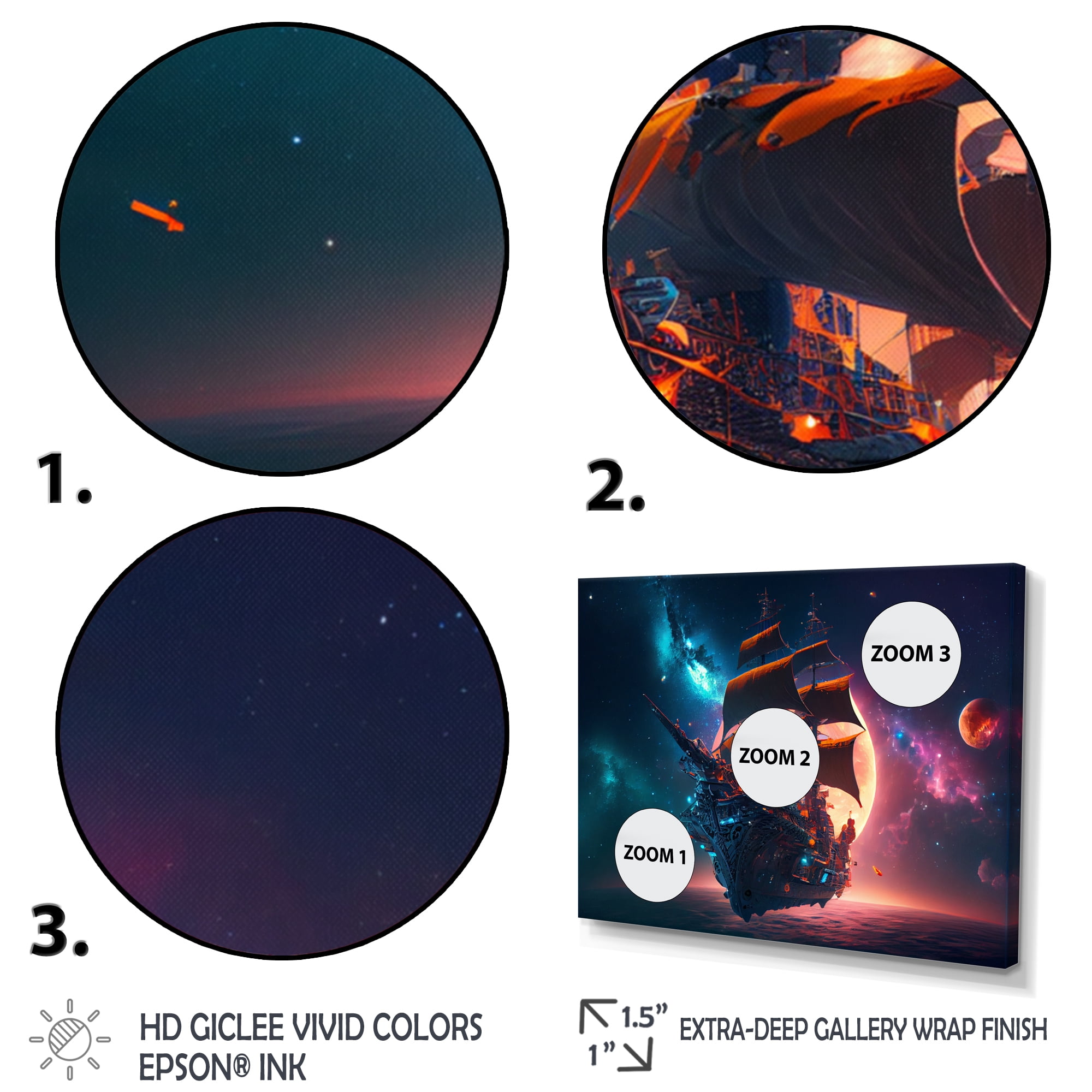 Designart Ship Cruise Into The Galaxy I Canvas Wall Art