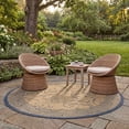 thumbnail image 3 of Safavieh Courtyard Daniel Oriental Indoor/Outdoor Area Rug, Natural/Blue, 5'3" x 5'3" Round, 3 of 10