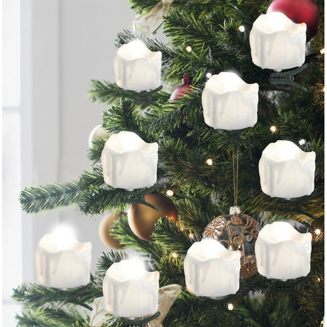 Xihbxyly Velas Led Sin Llama con Clip, Luz Blanca Cálida y Fría, Decoración Segura para El Árbol de Navidad, Ideal para Fiestas y El Hogar, Juego de 9 Piezas, Tamaño de 4 Cm.