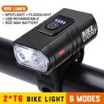 thumbnail image 3 of BK02 Luz de bicicleta recargable por USB T6 LED Luces de bicicleta 6 modos Linterna de bicicleta MTB Faro delantero de bicicleta para ciclismo Lámpara delantera de bicicleta, 3 of 5