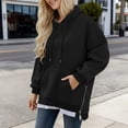 thumbnail image 2 of Womens Oversized Hoodie Dress 2025 Fall Solid Sweatshirts with Zipper Side Slit Casual Fashion Loose Pullover Tops, 2 of 5