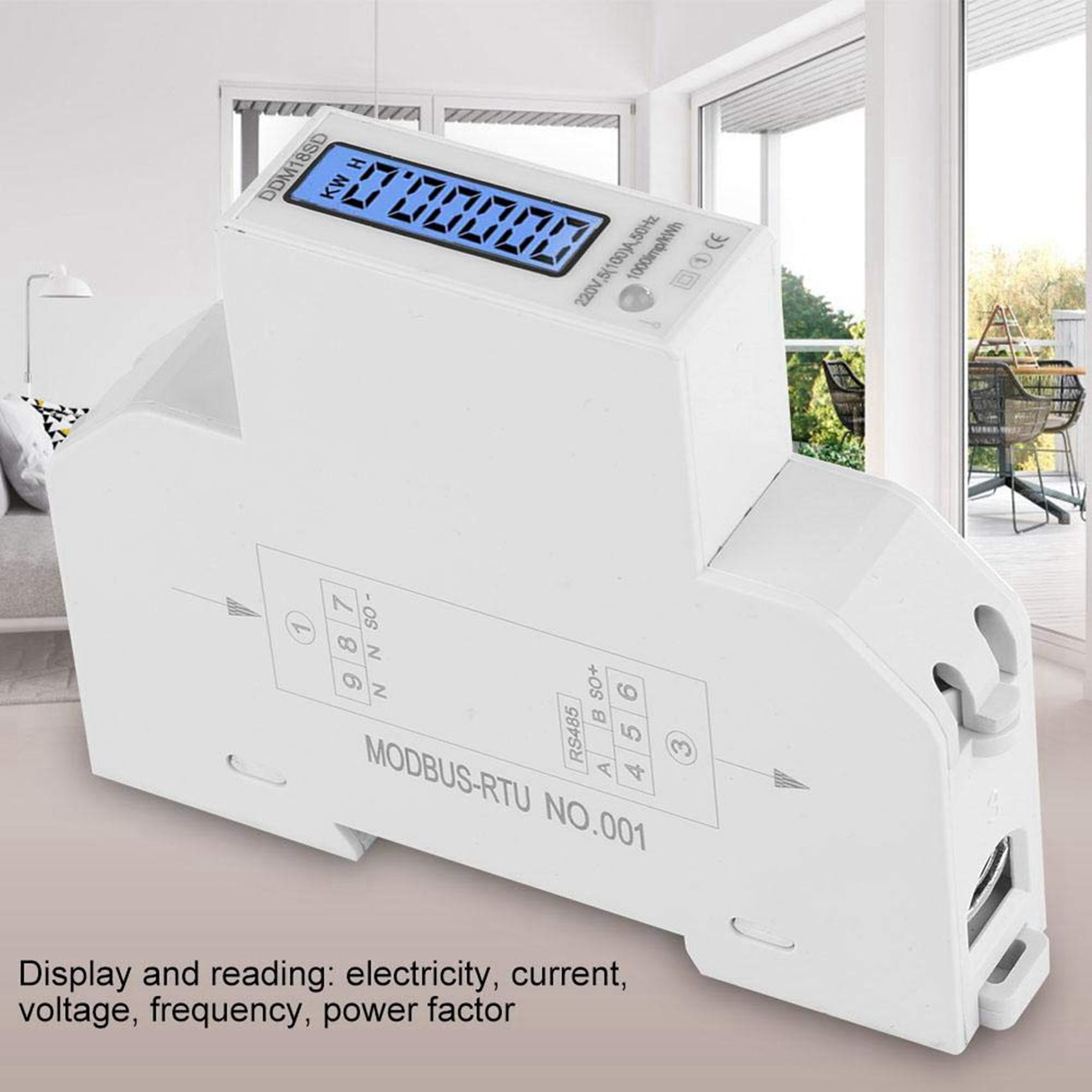 3X 5-100A 220V Energy Meter Single Phase RS485 MODBUS Protocol LCD Backlit Display Din Rail Watt Meter Energy Meter