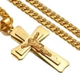 thumbnail image 5 of Heavy Big Jesus Cross 14K Yellow Gold Pendant for Men Christian Crucifix Chain Necklace Religious Gold Color Jewelry Collar, 5 of 6
