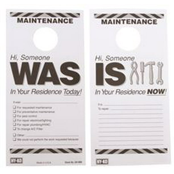 Maintenance Door Hang Tag, Reversible - Walmart.com - Walmart.com