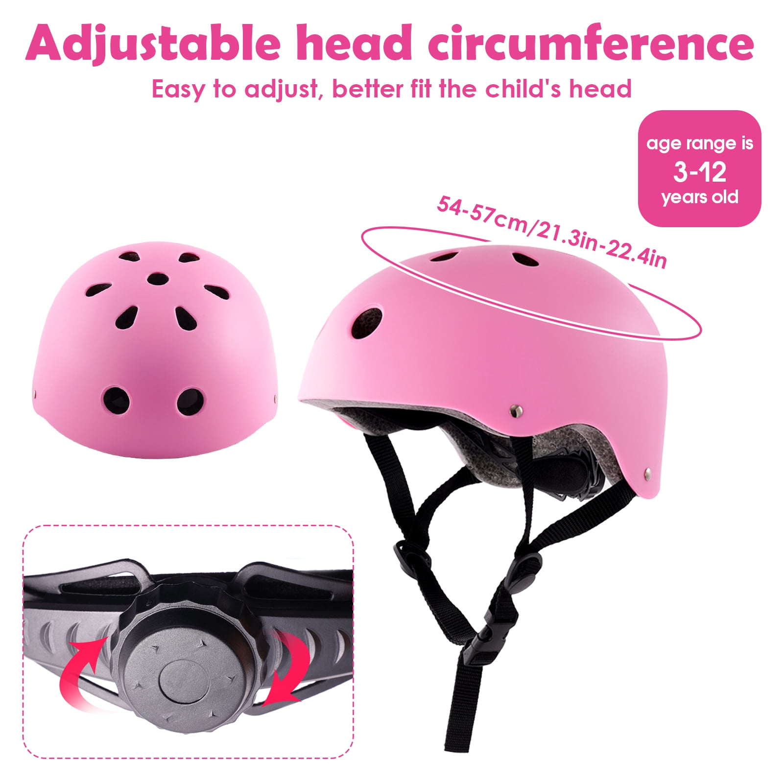 Buquapse Kids Bike Helmet Set, Skateboard Knee Pads, Boy Girl Child Cycling Helmet with Knee Pads Elbow Pads Wrist Guards Youth Skateboard Helmet for Kids 3-12