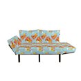 thumbnail image 2 of Phoenix Futon Couch, Cartoon Bird with Exquisite Feather on Cloudy Sky Reborn Theme, Daybed with Metal Frame Upholstered Sofa for Living Dorm, Loveseat, Vermilion Pale Blue, by Ambesonne, 2 of 4