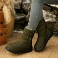 thumbnail image 3 of Green Snow Boots For Women Thickened Fleece Mid Calf Adjustable Straps Waterproof Outer Thick Sole Warm Winter Casual Light Soft Daily Shoes Size 40, 3 of 5