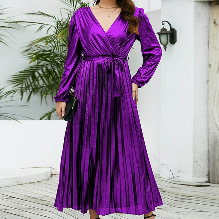 Purple long sleeve orders wrap dress