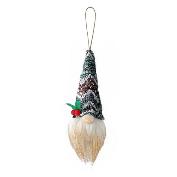 Longitud 27 cm con cuerda - viene con pila de botón - borde Adornos navideños Colgante para árbol de Navidad pequeño colgante tejido luminoso muñeco sin rostro muñeca enana ANGGREK Otros