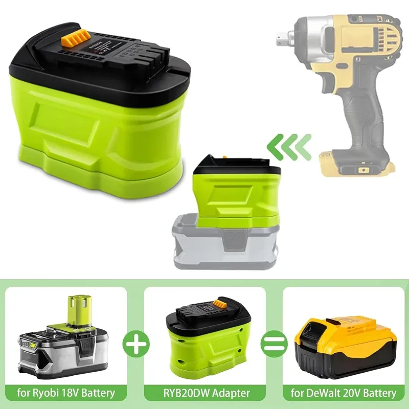 Battery Adapter Converter for Ryobi 18V Li-ion Battery To for De*walt 20V Cordless Power Tool Drill Use