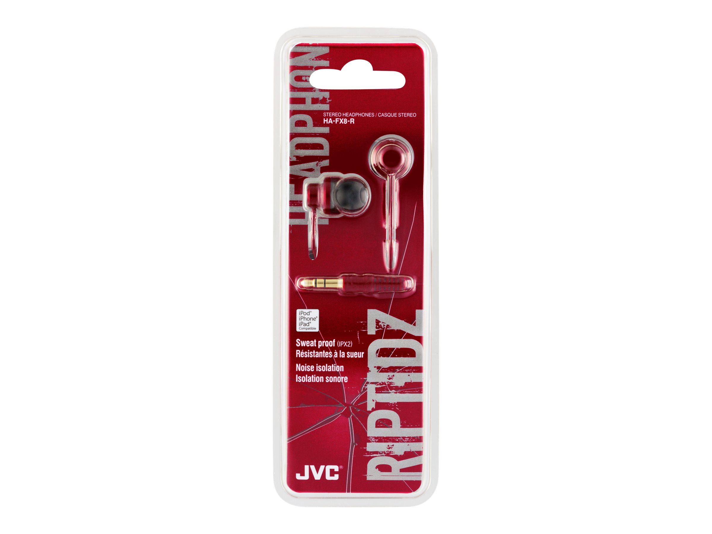 JVC In-Ear Headphones, Red, HAFX8R RIPTIDZ - image 2 of 2