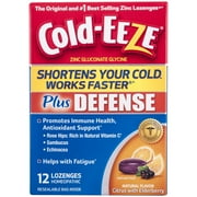 NURYA BRANDS Cold-EEZE Plus Defense Natural Citrus with Elderberry Lozenges, 12 Ct