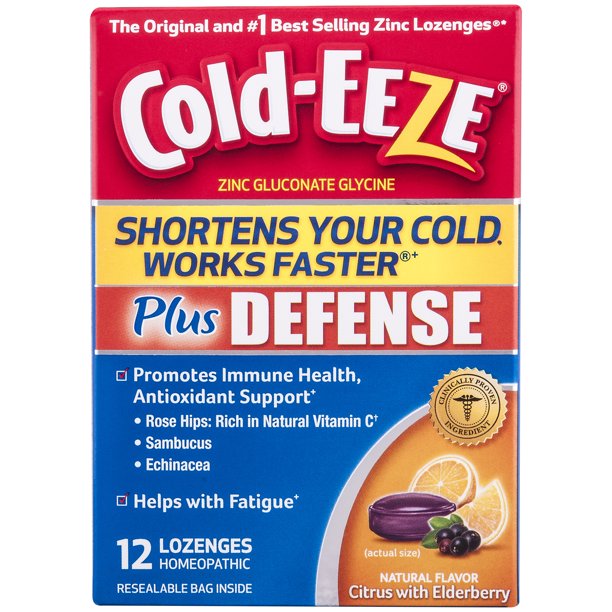 Cold Eeze Plus Defense Natural Citrus With Elderberry Lozenges 12ct Walmart Com Walmart Com