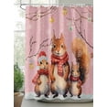 thumbnail image 3 of Animal Squirrels, Waterproof Fabric Shower Curtain, Christmas Blush Pink Snowflake Shower Curtain for Bathroom Curtains Bathtubs Hotel Washable Shower Curtains with 12 Hooks Stall 54x78in, 3 of 6