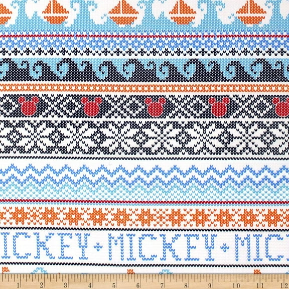 Camelot Fabrics Disney Mickey Mouse Oh Boy! Sweater White 100% Cotton Fabric sold by the yard