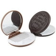 thumbnail image 4 of Pocket Chocolate Cookie Biscuits Compact Mirror With Comb, Cute 1X Mirror & Comb, Portable Cosmetic Mirror With Comb For Handbag, Fashionable Chocolate Cookie Design, Perfect For, 4 of 9