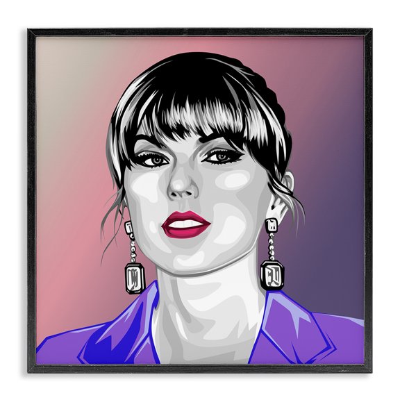 Stupell Industries Taylor Wearing Purple People Painting Black Framed Art Print Wall Art, 12 x 12