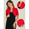 thumbnail image 2 of DARING DIVA Women's Ruched Short Sleeve Shrugs Bolero Cropped Cardigan XL Red, 2 of 6