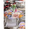 thumbnail image 4 of Outdoor Tablecloth with Umbrella Hole and Zipper, Fall Round Table Cloth 54 Inch Waterproof Tablecloth, Thanksgiving Orange White Pumpkin Mushroom Rose Picnic Table Cover for Patio Camping, 4 of 7