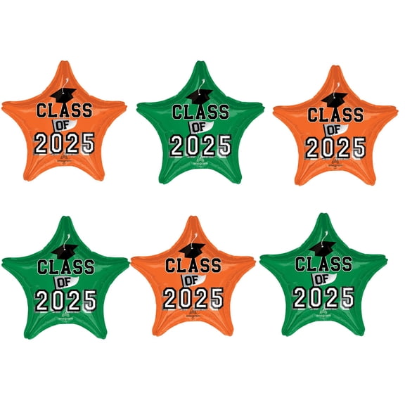 Orange & Green Class of 2025 Graduation party 6 pc balloons Decorations supplies