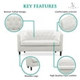 thumbnail image 6 of Emma Loveseat – White Button Tufted Faux Leather 2-Seater Mid-Century Modern Sofa, 6 of 9