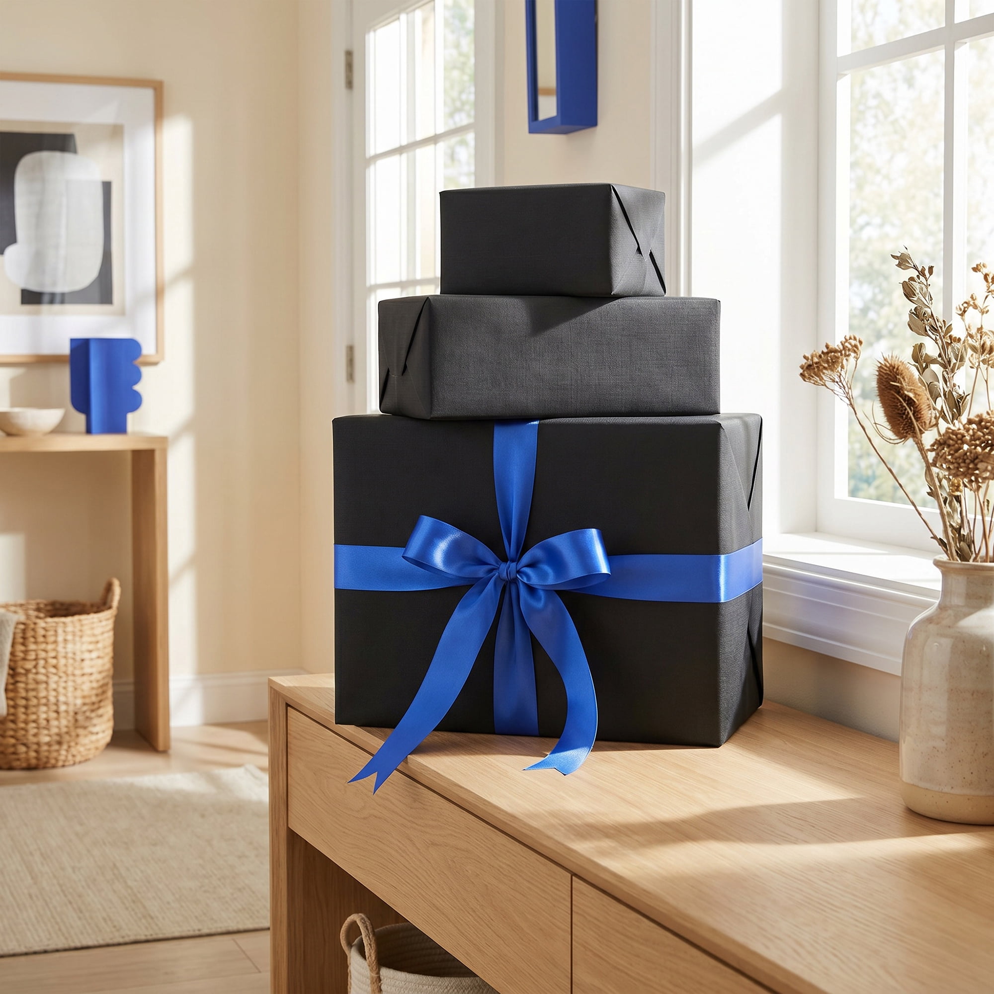Unique Bargains Heavyweight Wrapping Paper for Gifts and Presentations Black 39.4" x 27.6"