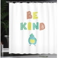 thumbnail image 3 of Ambesonne Be Kind Shower Curtain, Simple Bird and Lettering, 69"Wx70"L, Pastel Yellow and Multicolor, 3 of 4