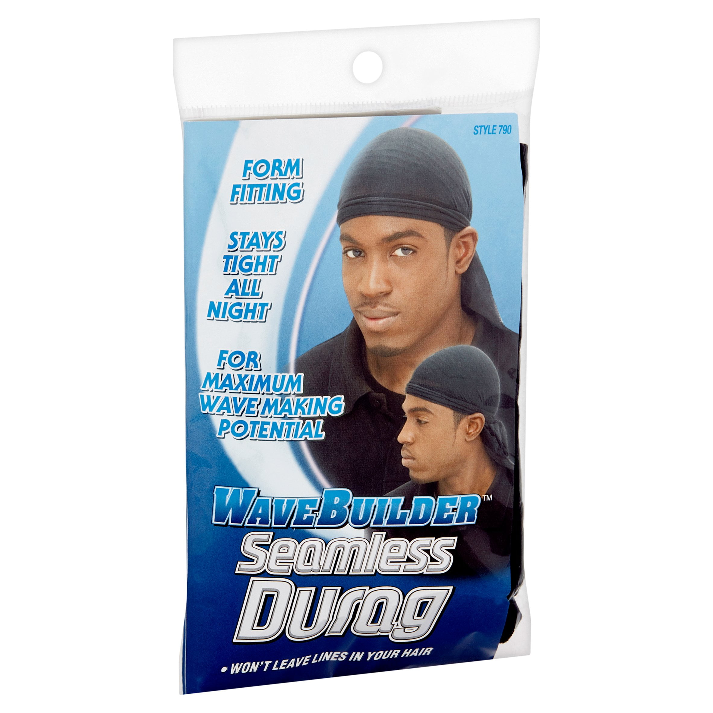 WaveBuilder Seamless Durag, Black, 1 Count 