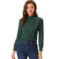 thumbnail image 1 of INSPIRE CHIC Chemisier à Col Montant en Dentelle à Boutons Manches Longues Vert TG, 1 of 5