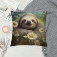 thumbnail image 2 of BCIIG Sloth Daisies Sleeping Decorative Throw Pillow Cover for Home Couch Living Room Sofa, Zipper Closure, 1PC 12x12in, 2 of 5