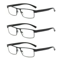 3 Packs Classic Style Rectangular Metal Frame Reading Glasses Spring Hinge Readers for Men Women  1.00