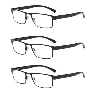3 Packs Classic Style Rectangular Metal Frame Reading Glasses Spring Hinge Readers for Men Women  1.00