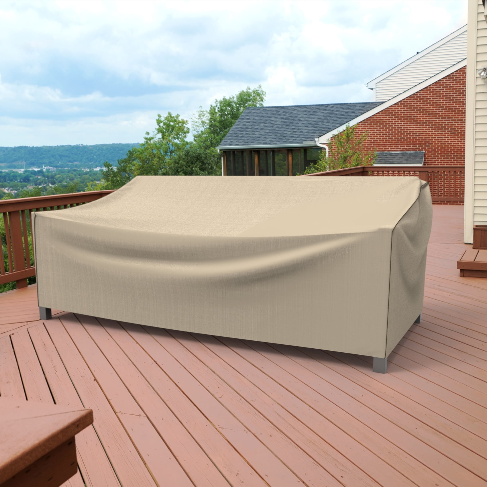 Budge Medium Black Ivory Patio Loveseat Cover, StormBlock™ Mojave