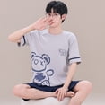 thumbnail image 5 of 2 Pieces Set Men‘s Summer Cotton Pajamas Set Short Sleeping Tops Pants Sleepwear Male Casual Nightwear Pijama pyjama night cloth, 5 of 6