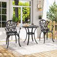 thumbnail image 4 of Hzzkey Adult 3-Piece Metal Outdoor Dining Sets with 1 Table and 2 Chairs, Black / Beige Cushions, 4 of 10
