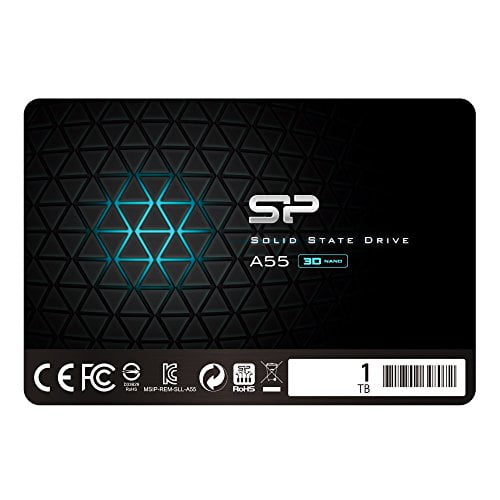 Silicon Power 1 To SSD 3D NAND A55 SLC Cache Performance Boost SATA III 2.5 Pouces 7mm (0.28 Pouces) Disque Dur Interne (SP001TBSS3A55S25)