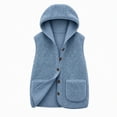 thumbnail image 3 of Auralook Women's Fleece Vest Outerwear Sleeveless Lightweight Button Hooded Jackets Warm Soft Vests with Pockets, 3 of 7