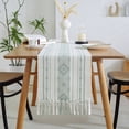 thumbnail image 1 of Camino de mesa de rayas con borlas tejidas a mano, moderno y sencillo, para el hogar, mesa de comedor, toalla para mueble de TV, funda para mesa de café, 1 of 5