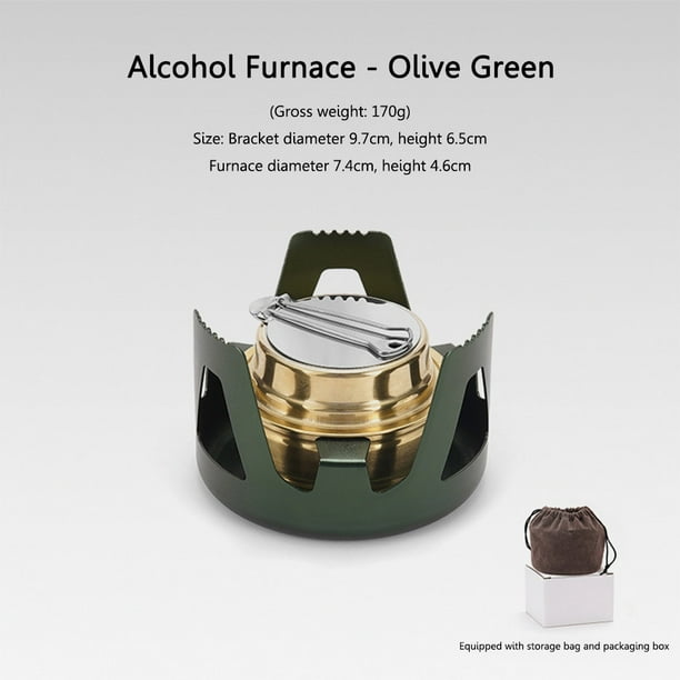 Estufa De Camping-Gas Estufa de alcohol Soporte de aleación de aluminio Estufa de combustible líquido para caminatas (verde oliva) Sywqhk Para Estrenar