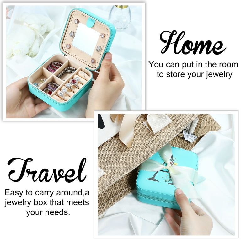 SMILEST Travel Jewelry Box for Women Portable Travel Essentials Small  Jewelry Box Initial Organizer With Mirror Gifts for Girlfriend Wife Mother  Daughter 