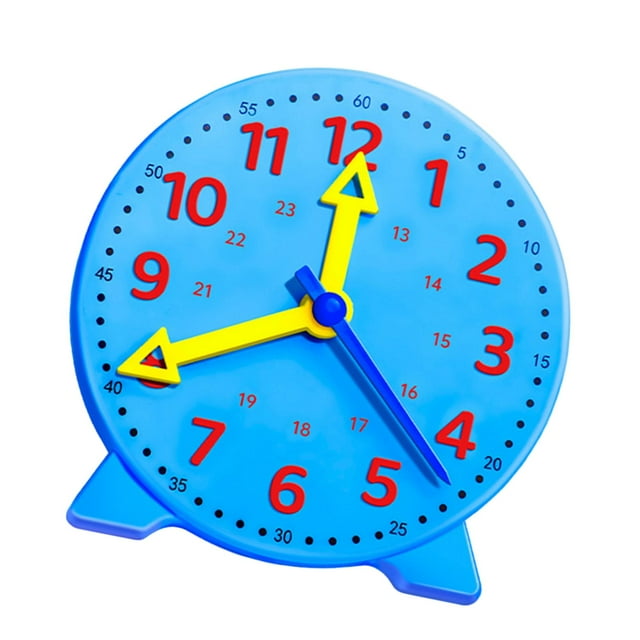 Yinanstore Learning Clock for Kids Convenient Basic Math Development Realistic Kids Table Clock Toy Telling Time for Children Homeschool Blue
