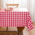 thumbnail image 4 of Heavy Duty Vinyl Tablecloth with Flannel Backing Waterproof Oil-Proof Plastic Table Cloth Stain-Resistant Wipeable Rectangle or Square Table Cover for Indoor and Outdoor (Red Checkered, 54x54 Inch), 4 of 10