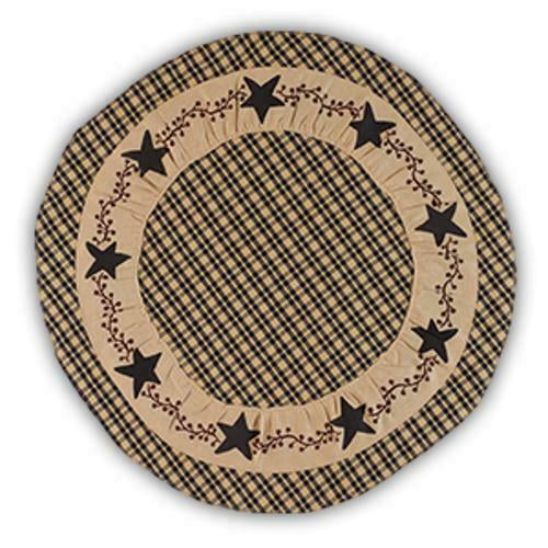 PRIMITIVE BERRIES Black Check Round Cotton Placemat, Set of 4, The