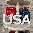 thumbnail image 6 of July 4th Patriotic Tiered Tray Decor Set Stars and Stripes Wood Signs Veterans Day Tiered Tray Ornaments Farmhouse Rustic Wood Sign Memorial Day Decorations for Independence Day Decor, 6 of 7