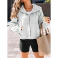 thumbnail image 2 of Womens Zip Up Hoodies Fleece Jackets Oversized Sweatshirts Fall Fashion Outfits Sweaters Winter Clothes Light Gray XXL, 2 of 6